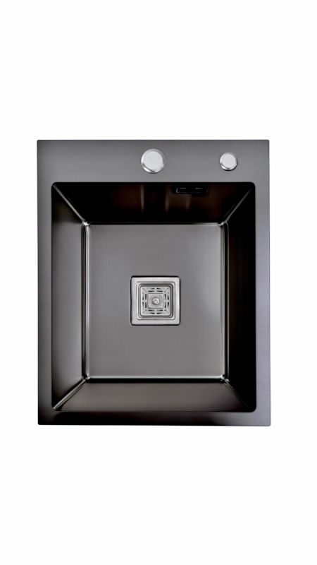 40*50 Мийка PVD чорна Platinum Handmade HSBB (квадратний сифон, 3.0/1.0)