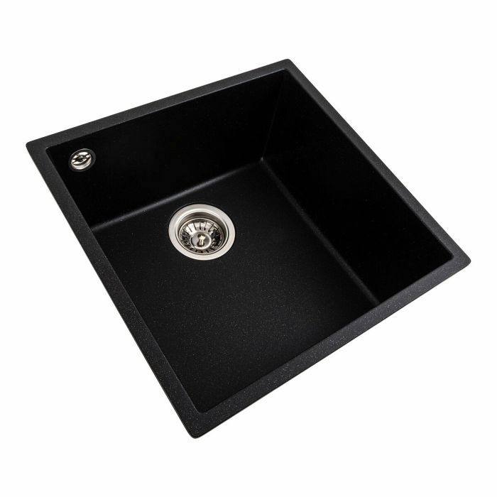 Гранитная мойка для кухни Platinum 4040 RUBA матовый черный металлик