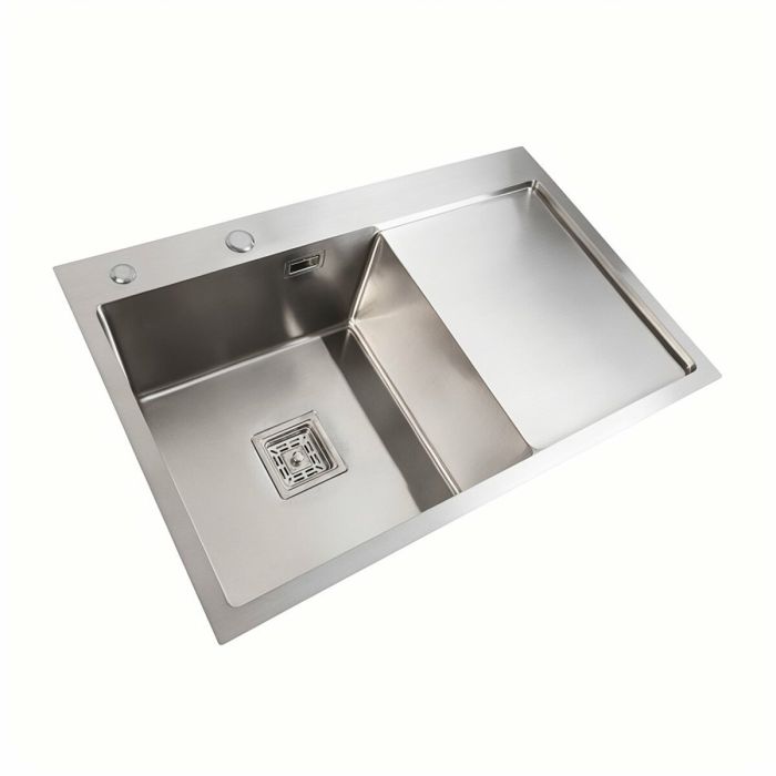Мойка нержавейка Platinum Handmade 78*50B L (два отверстия, квадратный сифон 3.0/1.0)