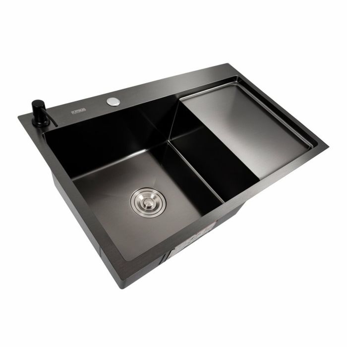 Кухонная мойка СМ 78*50 L PVD черная Platinum Handmade (круглый сифон 3.0/0.8)