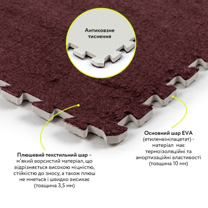 Пол-пазл плюшевый КОРИЧНЕВЫЙ 60*60*1cm (D) SW-00002083
