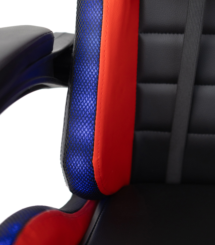 Геймерское кресло с RGB подсветкой, подушками и выдвижной подставкой для ног, Черный/Красный (G896)