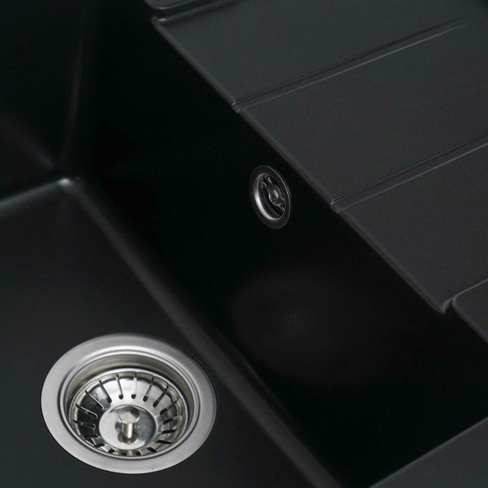Гранитная мойка для кухни Platinum 6550 INTENSO матовая Черная, АВТО