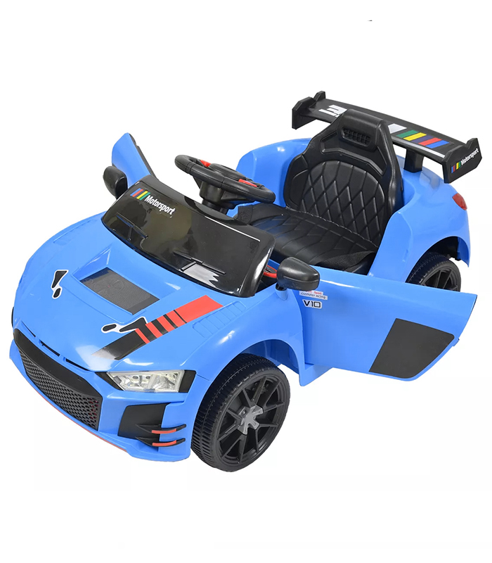 Дитячий електромобіль Cabrio 6V 5A (спойлер, пульт, LED-фари, звук, двері, педаль газу, що відкриваються), Синій