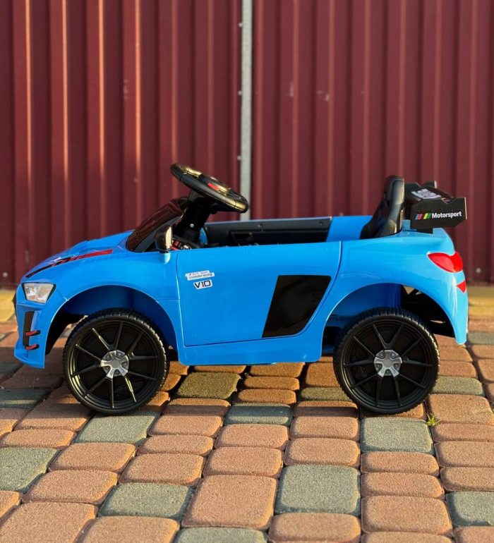 Дитячий електромобіль Cabrio 6V 5A (спойлер, пульт, LED-фари, звук, двері, педаль газу, що відкриваються), Синій