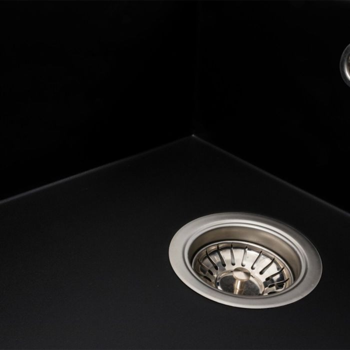 Гранитная мойка для кухни Platinum 7950 AZURIT матовый Черный, ЦЕНТР
