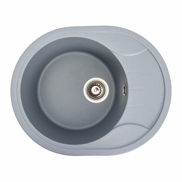 Гранитная мойка для кухни Platinum 5847 ONYX матовая (серый металлик), L