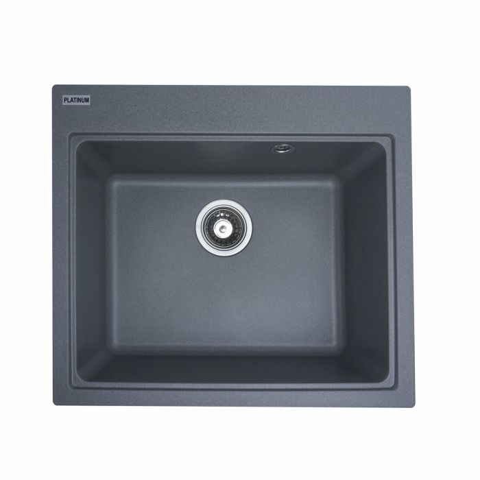 Гранитная мойка для кухни Platinum 5852 VESTA матовая Серый муссон, ЦЕНТР
