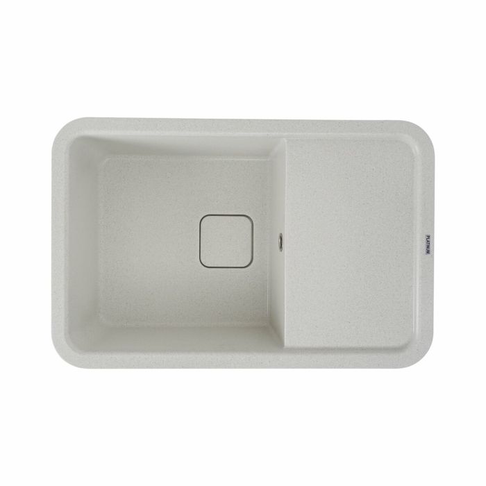 Гранитная мойка для кухни Platinum 7850 CUBE матовая Белая в точку, АВТО