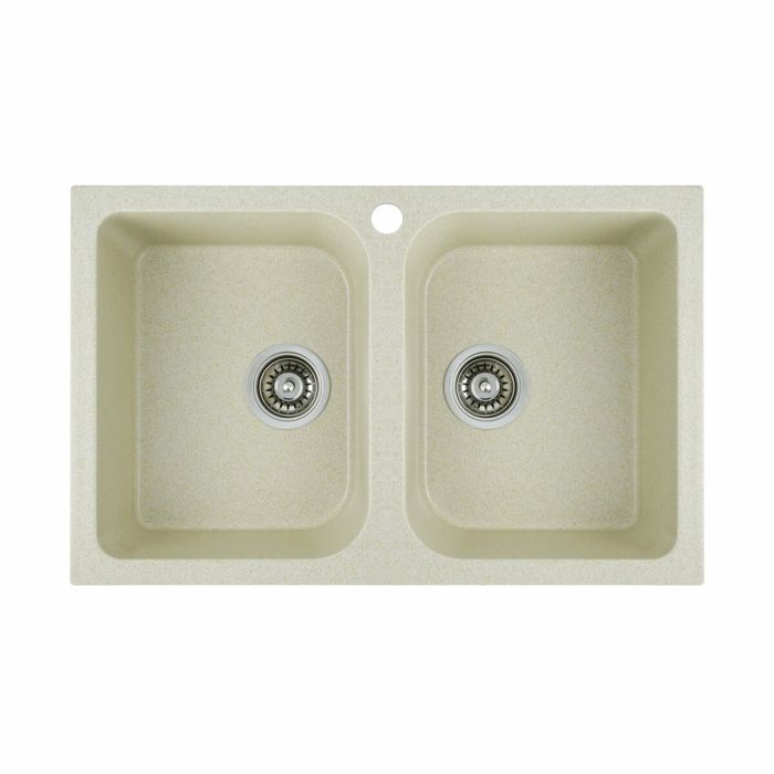 Гранитная мойка для кухни Platinum 7648W TWIN глянец Песок