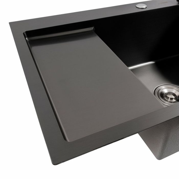 Кухонная мойка CM 65*50 R PVD черная Platinum Handmade (круглый сифон 3.0/0.8)