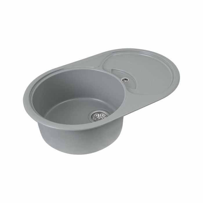 Гранитная мойка для кухни Platinum 7750 GAZZO глянец Серый металлик, L