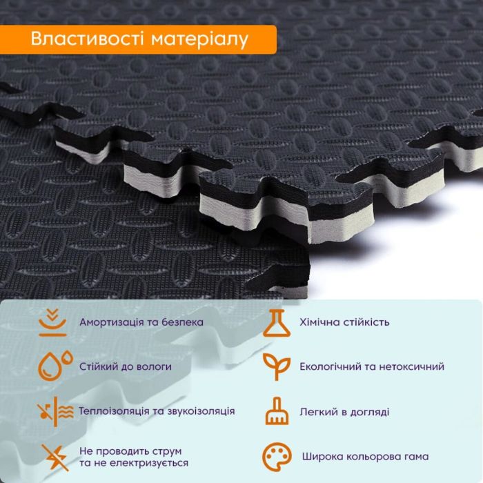 Напольное двустороннее покрытие GREY та BLACK 60*60cm*2cm (D) SW-00001843