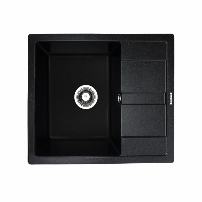 Гранитная мойка для кухни Platinum матовая 5851 ARIA Черный металлик, L