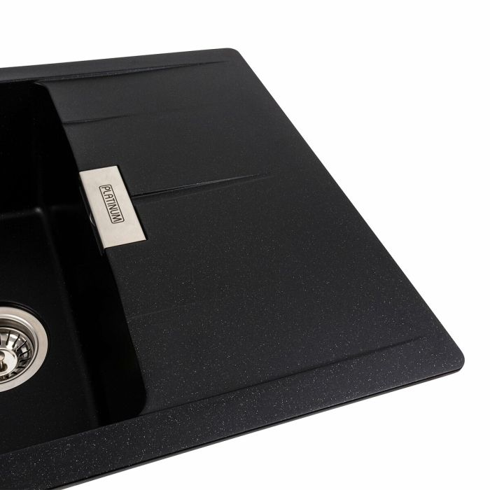 Гранитная мойка для кухни Platinum 6250 ZIRKONE матовый Черный металлик, R
