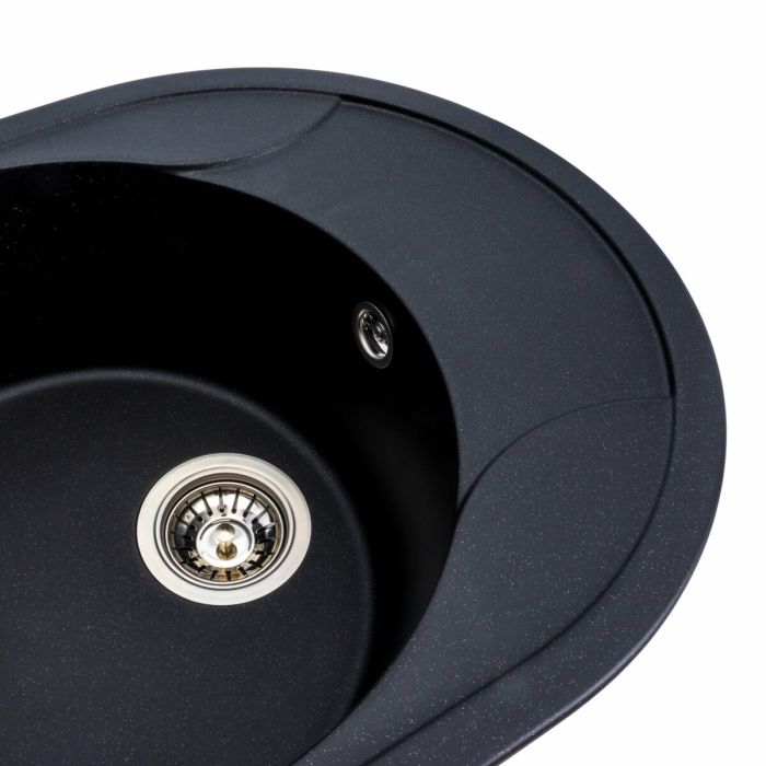 Гранітна мийка для кухні Platinum 5847 ONYX матова (чорний металік), L