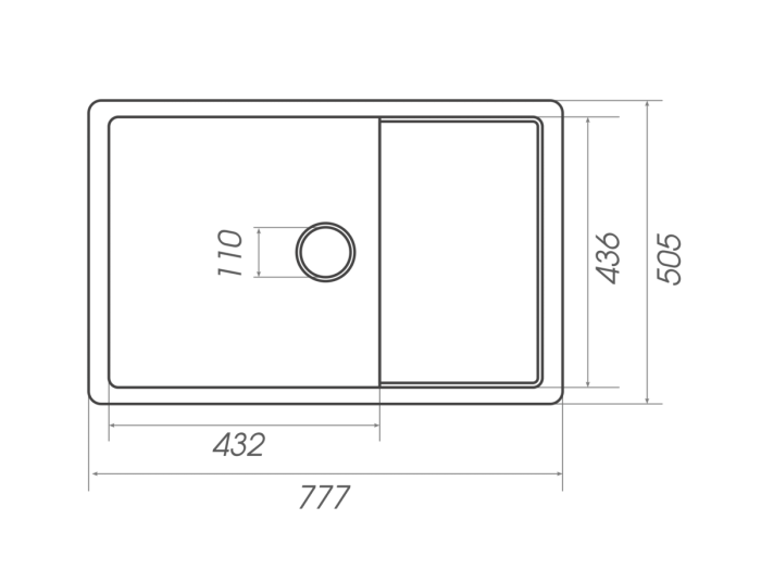 Гранитная мойка для кухни Platinum 7850 CUBE матовая Шоколад, R
