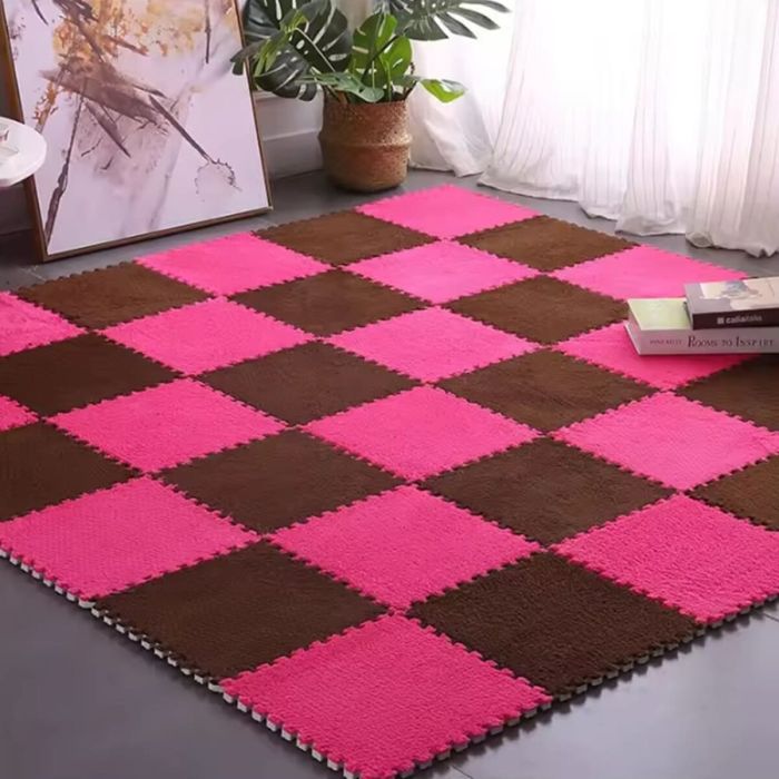 Пол-пазл плюшевый РОЗОВЫЙ 30*30*1cm (D) SW-00002092