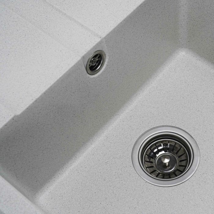 Гранітна мийка для кухні Platinum 5851 ARIA матова Біла в крапку, L