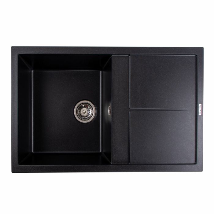 Гранитная мойка для кухни Platinum 7950 Selena матовая Черный металлик, L