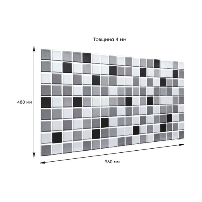 Декоративная ПВХ панель черно-белая мозаика 960х480х4мм SW-00001432
