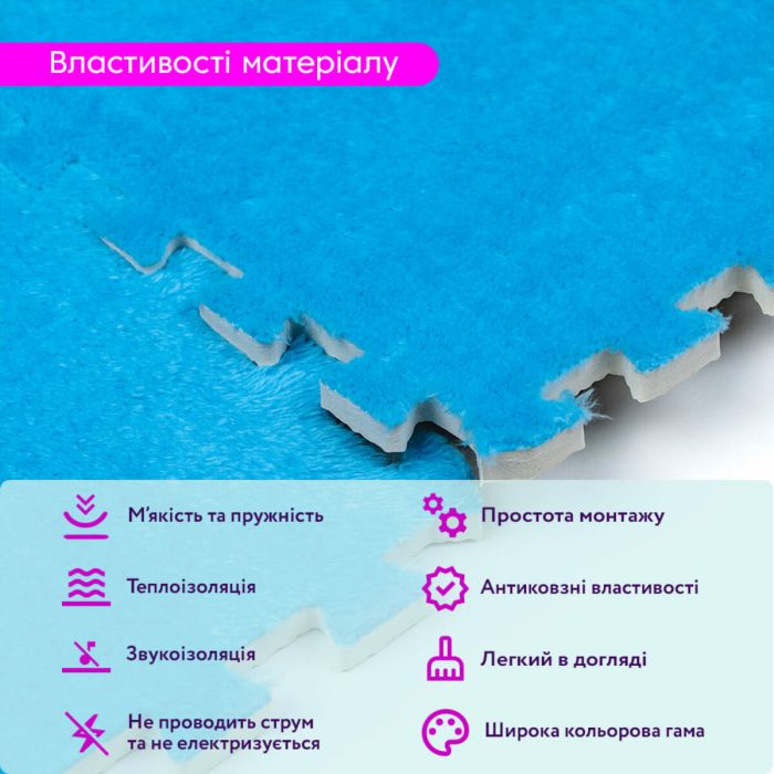 Пол-пазл плюшевый ГОЛУБОЙ 30*30*1cm (D) SW-00002090