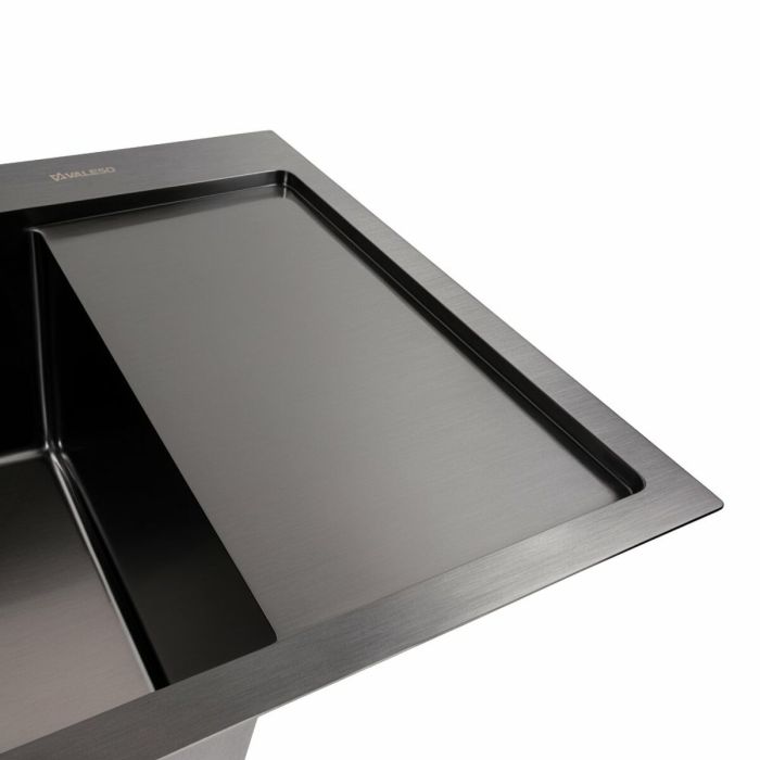 Кухонная мойка CM 58*48 L черная PVD VALESO Handmade (круглый сифон 3,0/0,8)
