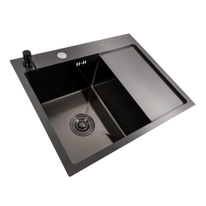Кухонная мойка CM 58*48 L черная PVD VALESO Handmade (круглый сифон 3,0/0,8)