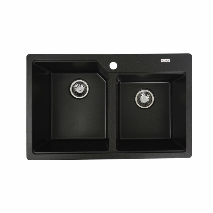Гранитная мойка для кухни Platinum 7850 HARMONY матовая Черный металлик