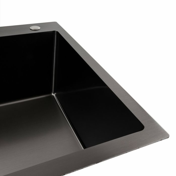 Кухонная мойка Platinum Handmade HSB PVD 70*50 черная (квадратный сифон 3,0/1,0)