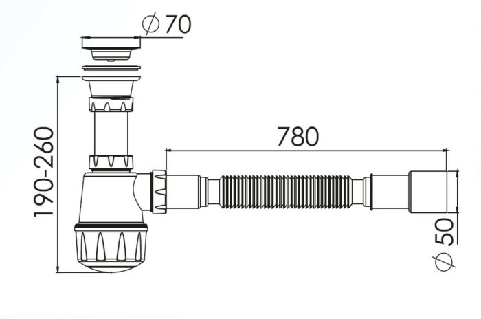 Сифон с отстойником для моек с малой горловиной с гофрой 1060 NOVA