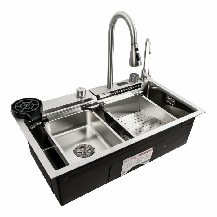 Кухонная мойка 75*45G сатин Platinum Handmade "Водопад" лучшая комплектация