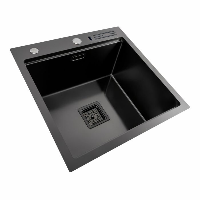 Кухонная мойка 50*50 PVD черная Platinum Handmade с подставкой для ножей