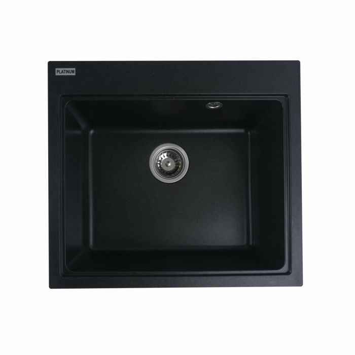 Гранитная мойка для кухни Platinum 5852 VESTA матовая Черный металлик, ЦЕНТР