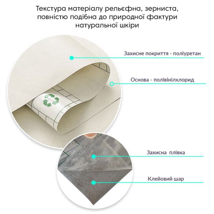 Самоклеющая экокожа в рулоне 1.37*1m*0.5mm BEIGE WHTE (D) SW-00001348