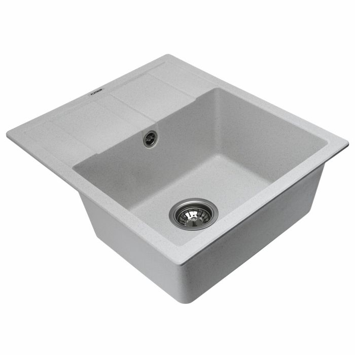 Гранитная мойка для кухни Platinum 5851 ARIA матовая Белая в точку, R