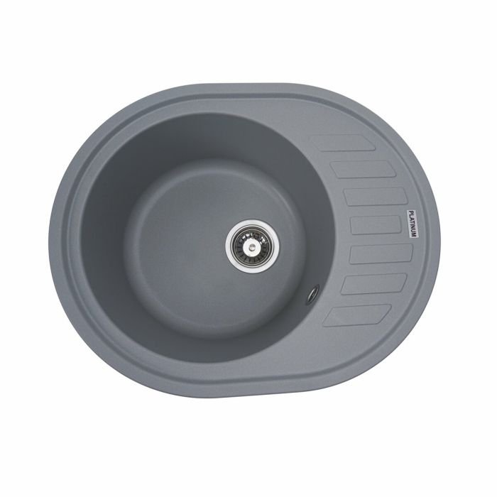 Гранитная мойка для кухни Platinum 6250 SOUL матовая Серый металлик, L