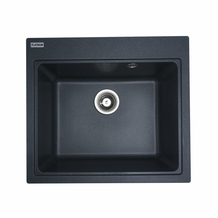 Гранитная мойка для кухни Platinum 5852 VESTA матовая Антрацит, Центр