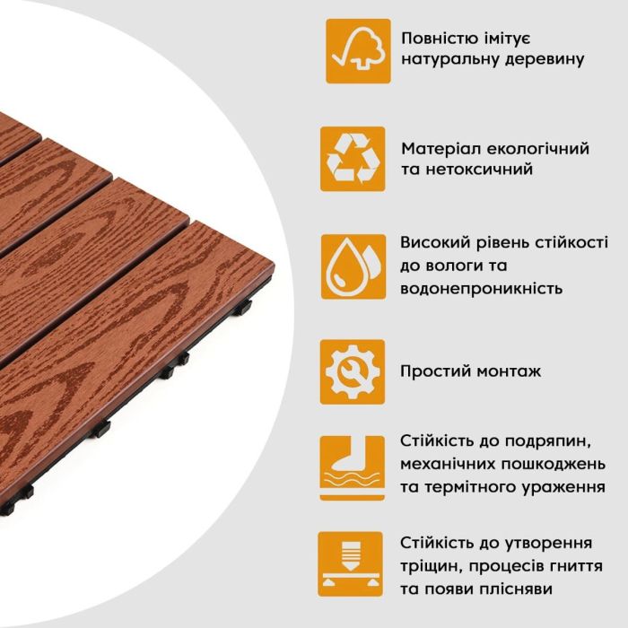 Композитная плитка WPC красное дерево 30*30CM*2СM (D) SW-00001707