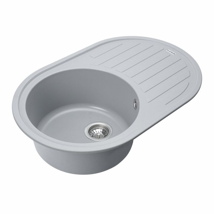 Гранитная мойка для кухни Platinum 7750 LIRA матовая Серый металлик