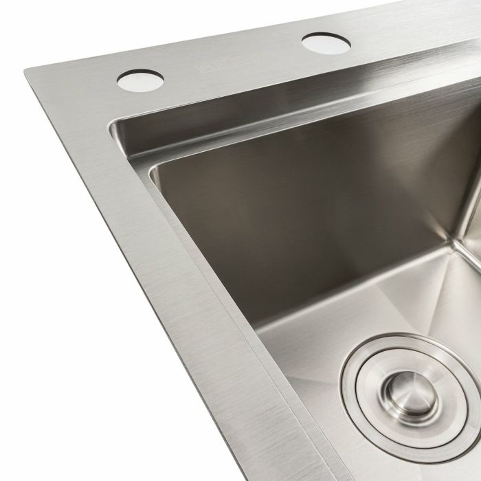 Кухонная мойка нержавейка 58*48 L Platinum Handmade (два отверстия, круглый сифон 3,0/0,8)