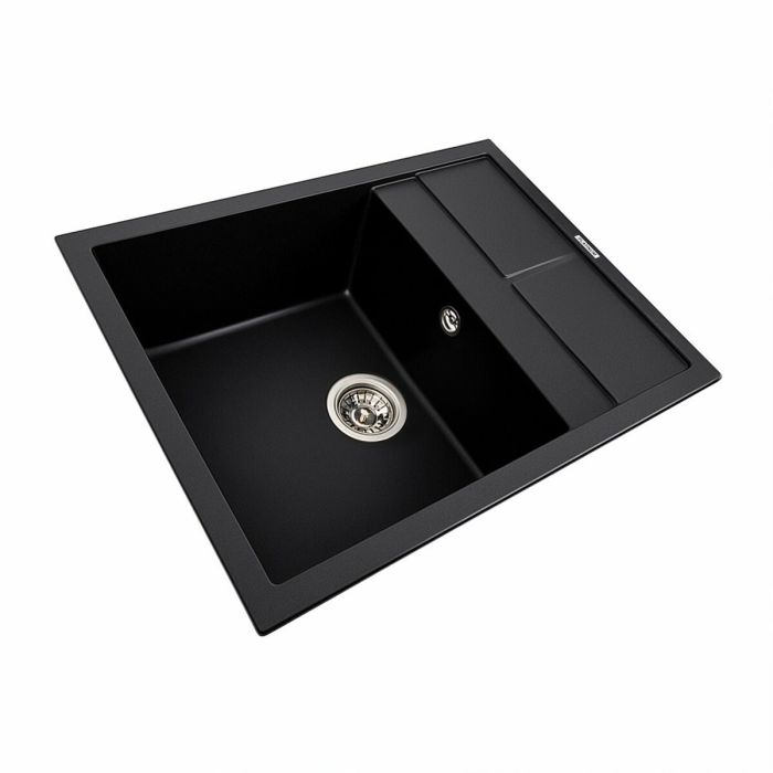 Гранитная мойка для кухни Platinum 6550 LOTOS матовая Черная, L