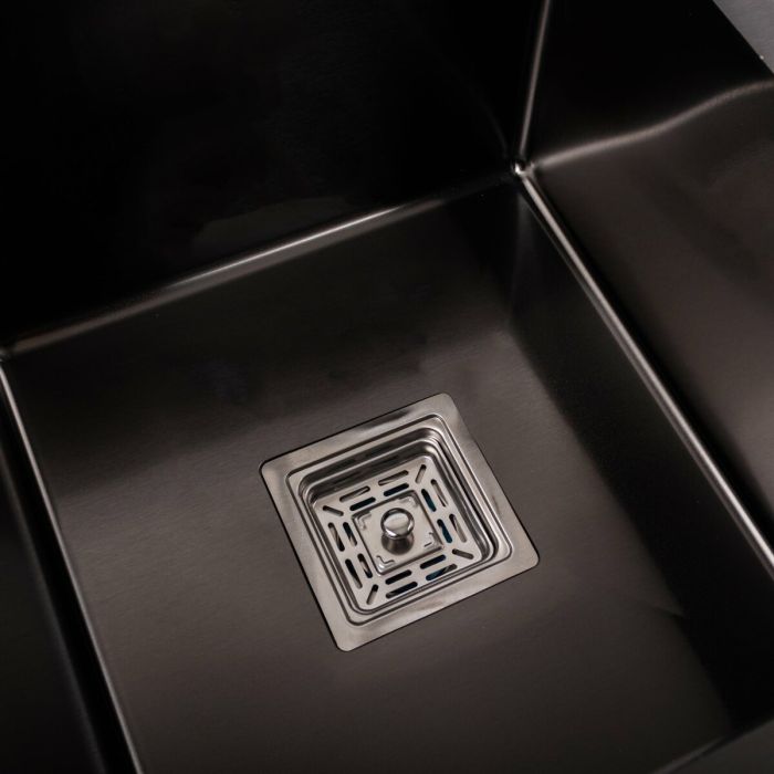 Кухонная мойка Platinum Handmade PVD HDB черная 780х480х230 на две чаши (квадратный сифон, 3.0/1.0)
