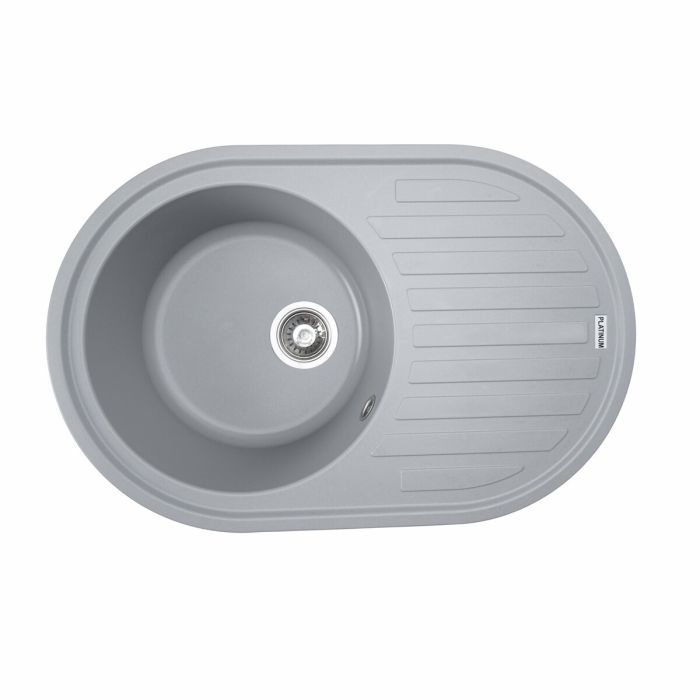 Гранитная мойка для кухни Platinum 7750 LIRA матовая Серый металлик, R