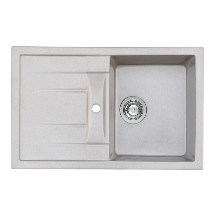 Гранитная мойка для кухни Platinum 7850 PRETSO глянец Серый металлик, R