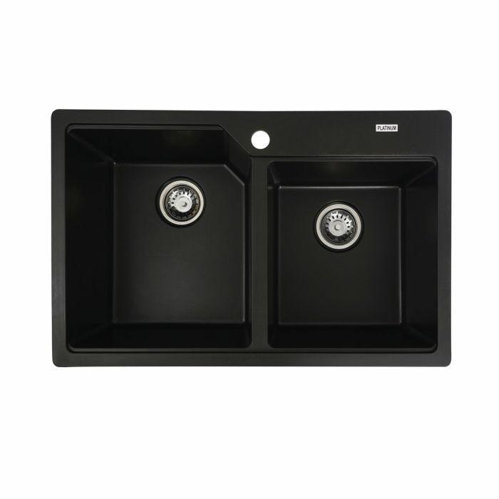 Гранитная мойка для кухни Platinum 7850 HARMONY матовая Черная, L