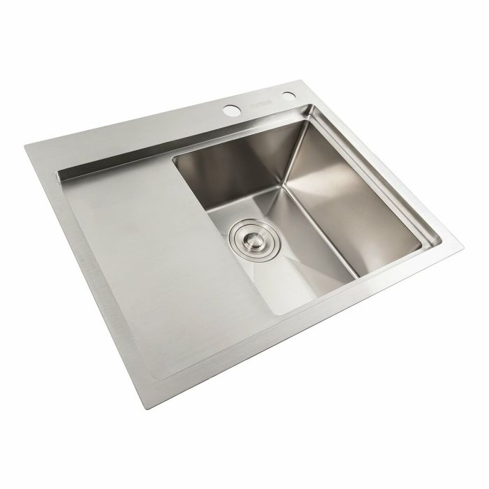 Кухонная мойка нержавейка 58*48 R Platinum Handmade (два отверстия, круглый сифон 3,0/0,8)