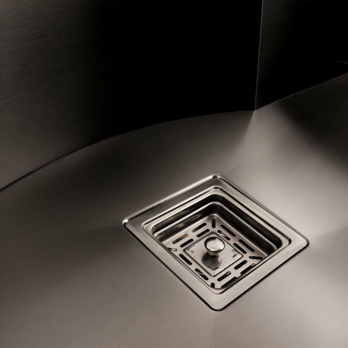 Кухонная мойка 75*46 PVD черная с подставкой для ножей Platinum Handmade HSB (квадратный сифон 3,0/1)