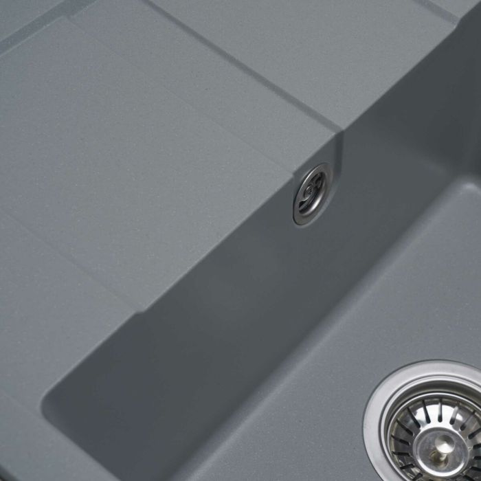 Гранитная мойка для кухни Platinum 5851 ARIA матовая Серый металлик