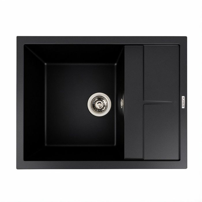 Гранитная мойка для кухни Platinum 6550 LOTOS матовая Черная, L